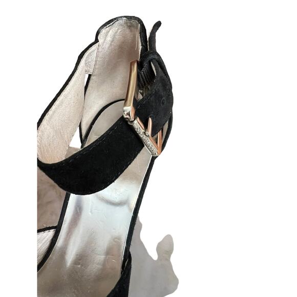 Michael Kors sky high Suede platform Heels Ankle strap detail Black 6.5 - Picture 7 of 9